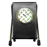 Polka Dots - Dollar Bill Green on White Pen Holder Desk Clock
