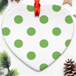 Polka Dots - Dollar Bill Green on White Heart Ornament (Two Sides)