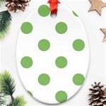 Polka Dots - Dollar Bill Green on White Oval Ornament (Two Sides)