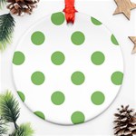 Polka Dots - Dollar Bill Green on White Round Ornament (Two Sides)