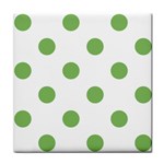 Polka Dots - Dollar Bill Green on White Tile Coaster