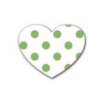 Polka Dots - Dollar Bill Green on White Heart Coaster (4 pack)
