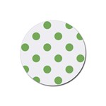 Polka Dots - Dollar Bill Green on White Rubber Coaster (Round)