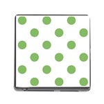 Polka Dots - Dollar Bill Green on White Memory Card Reader (Square)