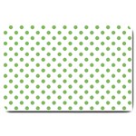 Polka Dots - Dollar Bill Green on White Large Doormat