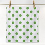 Polka Dots - Dollar Bill Green on White Face Towel