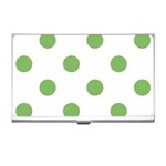 Polka Dots - Dollar Bill Green on White Business Card Holder