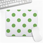 Polka Dots - Dollar Bill Green on White Large Mousepad