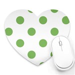 Polka Dots - Dollar Bill Green on White Heart Mousepad