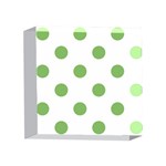 Polka Dots - Dollar Bill Green on White 4 x 4  Acrylic Photo Block