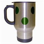 Polka Dots - Dollar Bill Green on White Travel Mug (Silver Gray)