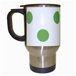 Polka Dots - Dollar Bill Green on White Travel Mug (White)
