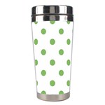 Polka Dots - Dollar Bill Green on White Stainless Steel Travel Tumbler