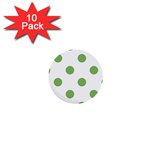 Polka Dots - Dollar Bill Green on White 1  Mini Button (10 pack)