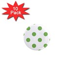 Polka Dots - Dollar Bill Green on White 1  Mini Magnet (10 pack)