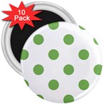 Polka Dots - Dollar Bill Green on White 3  Magnet (10 pack)