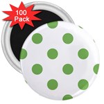 Polka Dots - Dollar Bill Green on White 3  Magnet (100 pack)