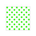 Polka Dots - Neon Green on White Satin Bandana Scarf
