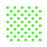 Polka Dots - Neon Green on White Small Satin Scarf  (Square)
