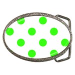 Polka Dots - Neon Green on White Belt Buckle