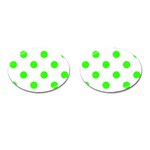 Polka Dots - Neon Green on White Cufflinks (Oval)