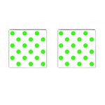 Polka Dots - Neon Green on White Cufflinks (Square)