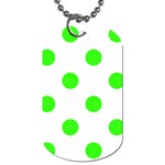 Polka Dots - Neon Green on White Dog Tag (One Side)