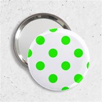 Polka Dots - Neon Green on White 2.25  Handbag Mirror