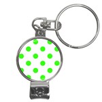 Polka Dots - Neon Green on White Nail Clippers Key Chain