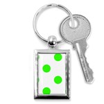Polka Dots - Neon Green on White Key Chain (Rectangle)