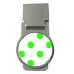 Polka Dots - Neon Green on White Money Clip (Round)