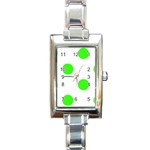 Polka Dots - Neon Green on White Rectangle Italian Charm Watch