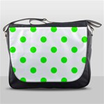 Polka Dots - Neon Green on White Messenger Bag