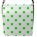 Polka Dots - Neon Green on White Flap Closure Messenger Bag (S)
