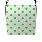 Polka Dots - Neon Green on White Flap Closure Messenger Bag (L)