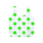 Polka Dots - Neon Green on White Full Print Recycle Bag (S)