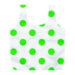 Polka Dots - Neon Green on White Full Print Recycle Bag (L)