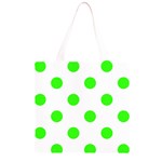Polka Dots - Neon Green on White Grocery Light Tote Bag