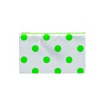 Polka Dots - Neon Green on White Canvas Cosmetic Bag (XS)