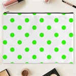 Polka Dots - Neon Green on White Cosmetic Bag (XXXL)