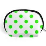 Polka Dots - Neon Green on White Accessory Pouch (Medium)