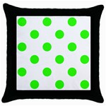 Polka Dots - Neon Green on White Throw Pillow Case (Black)