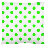 Polka Dots - Neon Green on White Large Flano Cushion Case (One Side)