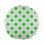 Polka Dots - Neon Green on White Standard 15  Premium Round Cushion