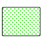 Polka Dots - Neon Green on White Fleece Blanket (Small) (One Side)