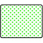 Polka Dots - Neon Green on White Double Sided Fleece Blanket (Medium) (Two Sides)