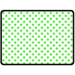 Polka Dots - Neon Green on White Double Sided Fleece Blanket (Large) (Two Sides)