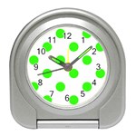Polka Dots - Neon Green on White Desk Alarm Clock