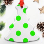 Polka Dots - Neon Green on White Christmas Tree Ornament (Two Sides)