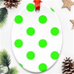 Polka Dots - Neon Green on White Ornament (Oval)